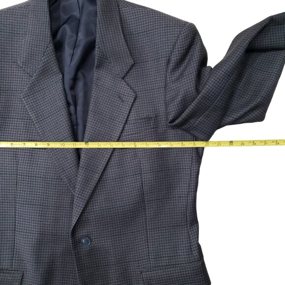 Vintage Lord & Taylor Albert Nipon Men Wool Jacket Fitted Check Blazer 42R - Picture 10 of 13